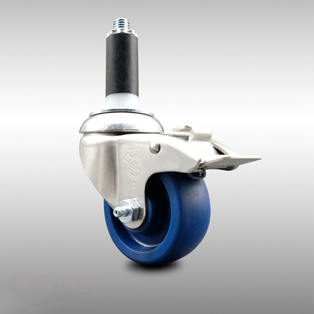 Service Caster 3 Inch 316SS Solid Poly Swivel 1 Inch Expanding Stem Caster Lock Brake SCC SCC-SS316TTLEX20S314-SPUS-1